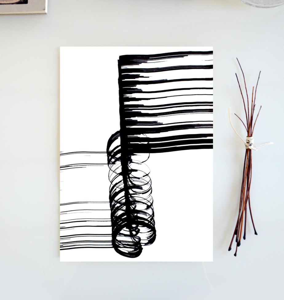 A4-Original Abstract Ink Painting-Linear/art/movement/Linear art/way/nature/plant/minimal art/drawings/abstract ink art by Cristina Ripper de ComArt