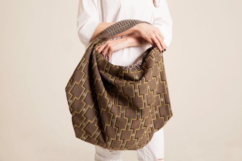 fabric hobo bag,Oversized hobo Every Day purse slouchy shoulder bag Made in Italy fabric purse Sac Bag Oversized shoulder purse Brown green de vquadroitaly