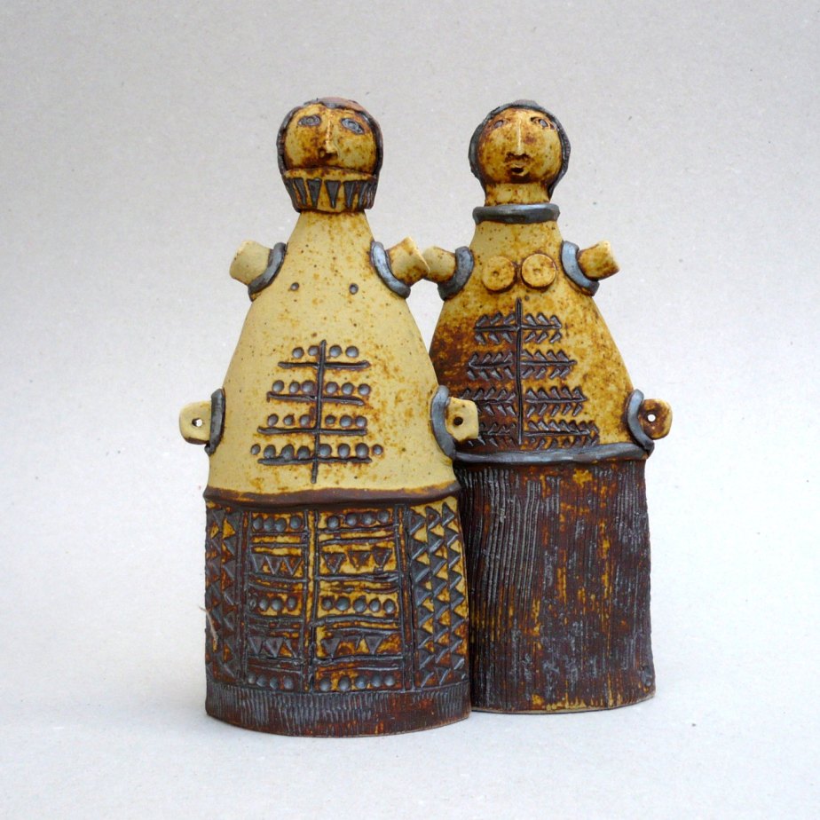 Ceramic Sculpture ,Primitive Art , "Cycladic Couple" , Mediterranean , Tribal Art de BlueMagpieDesign