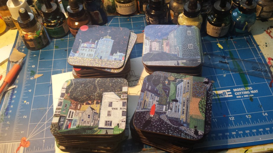 Set of 4 Coasters based on Deal (Kent) paintings by Richard Friend SET A by richardfriend 